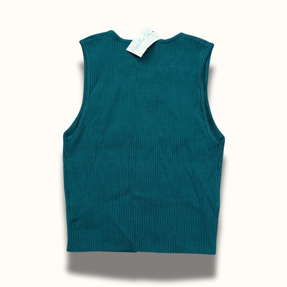 NWT Teal Cut out satin bow tank - Picture 2 of 6